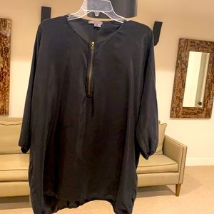 Vince three quarter length long sleeve silk top
